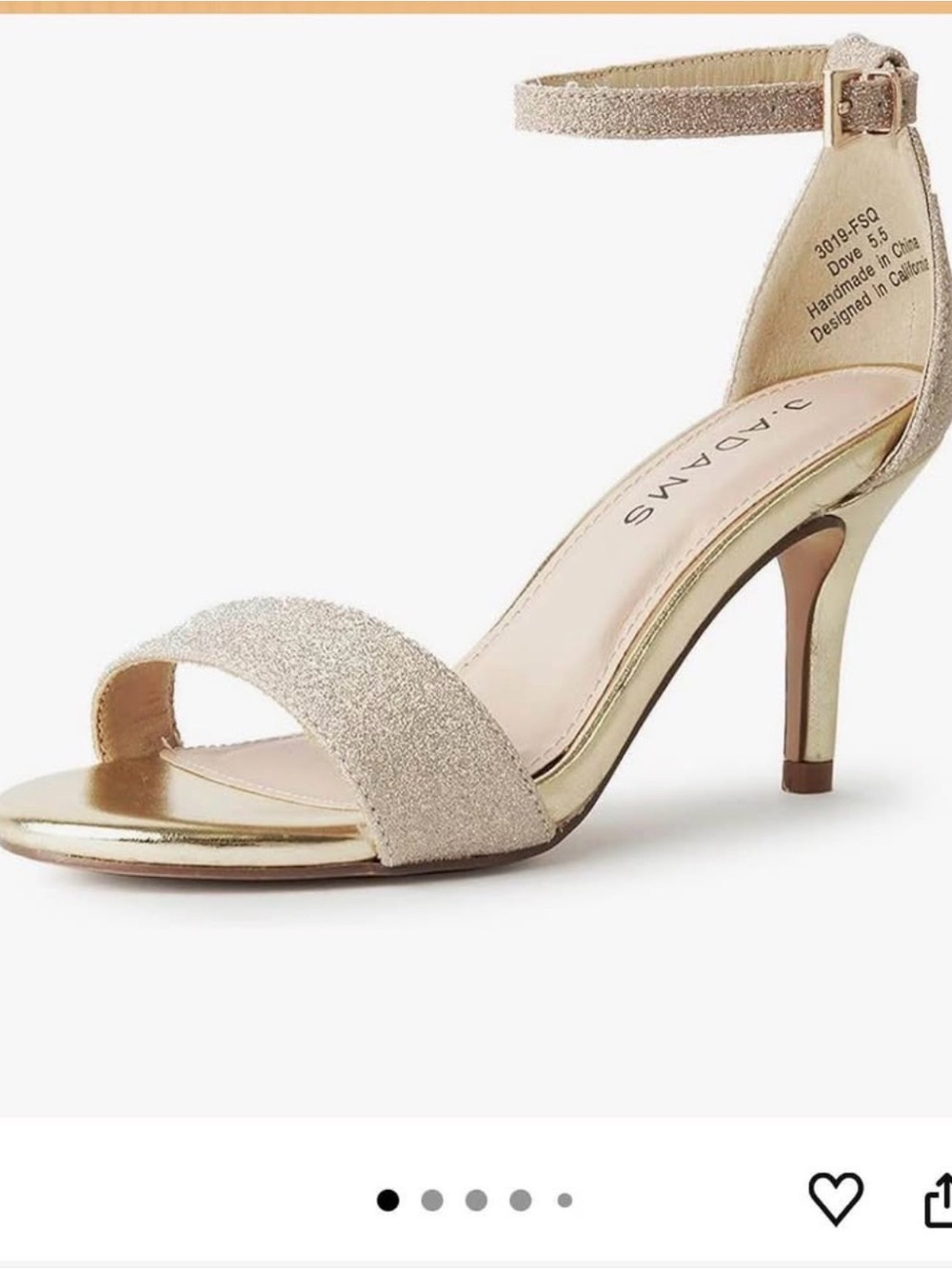Adams Gold Glitter Ankle-Strap Heel